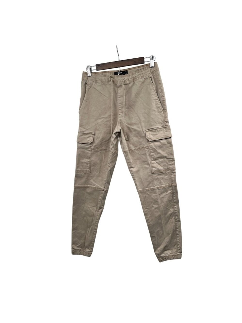 Pull & Bear Women Cargo Jogger Pants Khaki Drawstring Size Small Pockets